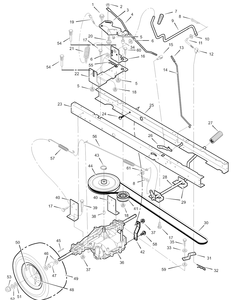 Motion Drive Diagram and Parts List for 385011X50B 2003 Briggs and Stratton Lawn Tractor